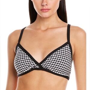 Andie Swim The Cove Top Black and White Textured Gingham Bikini Top Size XXXL